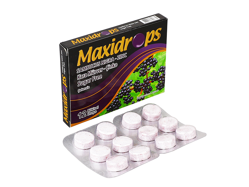 Maxidrops Karamürver - Çinko Şekersiz Boğaz Pastili