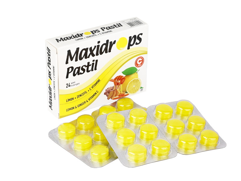 Maxidrops Limon-Zencefil- C Vitamini Boğaz Pastili